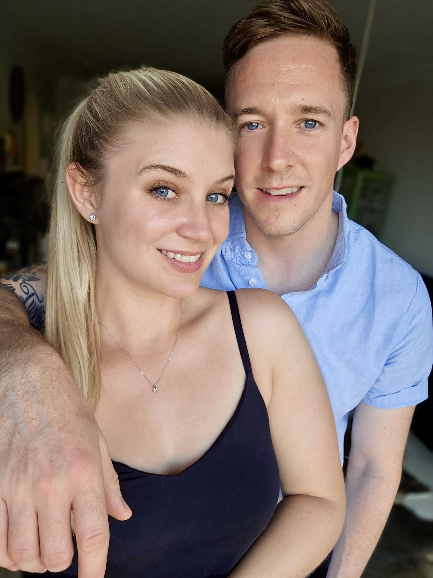 A close selfie of Luther and Alice at home